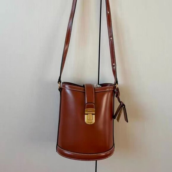 Joygryson Brown retro-style bucket bag - Picture 2 of 3